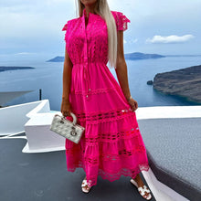 Load image into Gallery viewer, Women Hollow patchwork long dress