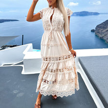 Load image into Gallery viewer, Women Hollow patchwork long dress