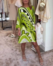 Load image into Gallery viewer, Round neck fashionable printed midi dress