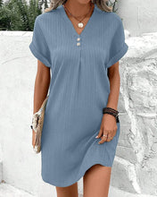 Load image into Gallery viewer, Solid color v neck dress