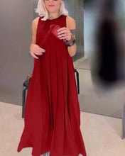 Load image into Gallery viewer, Elegant solid color pleated tank dress