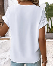 Load image into Gallery viewer, V-neck Hollow Out Short Sleeve Top