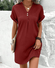 Load image into Gallery viewer, Solid color v neck dress