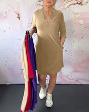 Load image into Gallery viewer, Solid-color V-neck dress