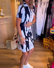 Load image into Gallery viewer, Printed lapel short sleeve dress