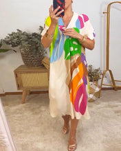 Load image into Gallery viewer, Colorful leaf print casual dress