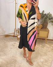 Load image into Gallery viewer, Colorful leaf print casual dress