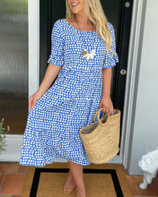 Load image into Gallery viewer, Round neck polka dot print midi dress