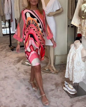 Load image into Gallery viewer, Round neck fashionable printed midi dress