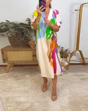 Load image into Gallery viewer, Colorful leaf print casual dress