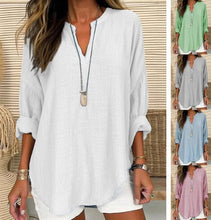 Load image into Gallery viewer, Women's Regular V-Neck Long Sleeve Loose Shirt
