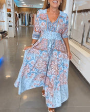 Load image into Gallery viewer, V-Neck Seven Sleeve Vacation Dress