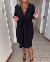 Load image into Gallery viewer, V-neck twist short-sleeved dress