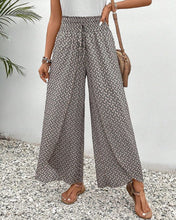 Load image into Gallery viewer, Geometric print elasticated drawstring wide-leg pants