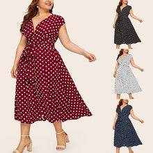 Load image into Gallery viewer, Polka Dot Waist V-Neck Dress