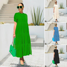 Load image into Gallery viewer, Button Solid Color Ruffled Plus Size Dress