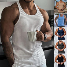 Load image into Gallery viewer, Men's Stripe Solid Color Sports Vest