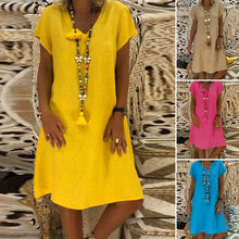 Load image into Gallery viewer, Short Sleeve V Neck Dress
