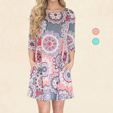Load image into Gallery viewer, Sunflower Print Crew Neck Fashion Dress