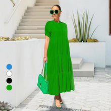 Load image into Gallery viewer, Button Solid Color Ruffled Plus Size Dress