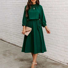 Load image into Gallery viewer, Women's Crew Neck Dress with Belt