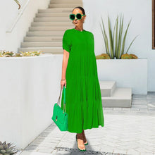 Load image into Gallery viewer, Button Solid Color Ruffled Plus Size Dress