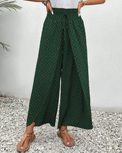 Load image into Gallery viewer, Geometric print elasticated drawstring wide-leg pants
