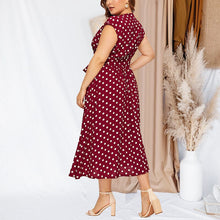 Load image into Gallery viewer, Polka Dot Waist V-Neck Dress