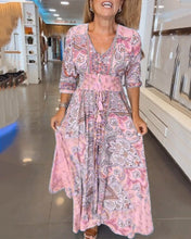 Load image into Gallery viewer, V-Neck Seven Sleeve Vacation Dress