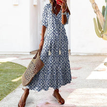 Load image into Gallery viewer, Loose V Neck Printed Long Dress