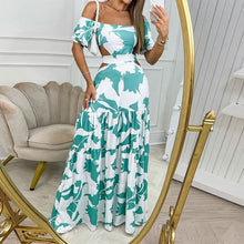 Load image into Gallery viewer, Printed Cutout Lace-Up Dress