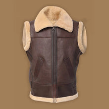 Load image into Gallery viewer, Men Brown Shearling Vest