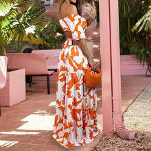 Load image into Gallery viewer, Printed Cutout Lace-Up Dress