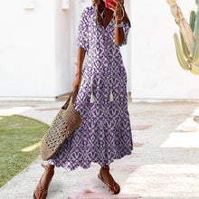 Load image into Gallery viewer, Loose V Neck Printed Long Dress