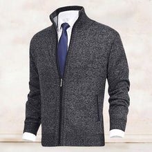 Load image into Gallery viewer, Men's Fashion Solid Color Stand Collar Cardigan Sweater Knit Jacket