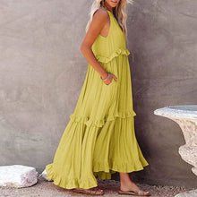 Load image into Gallery viewer, Sleeveless Sling Loose Waist Irregular Cake Dress