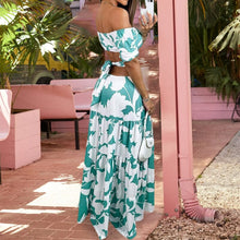 Load image into Gallery viewer, Printed Cutout Lace-Up Dress