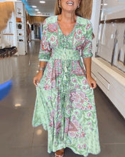 Load image into Gallery viewer, V-Neck Seven Sleeve Vacation Dress