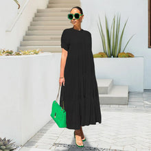 Load image into Gallery viewer, Button Solid Color Ruffled Plus Size Dress