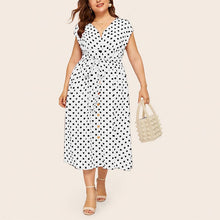 Load image into Gallery viewer, Polka Dot Waist V-Neck Dress