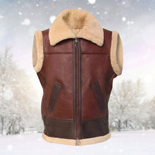 Load image into Gallery viewer, Men Brown Shearling Vest