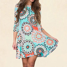 Load image into Gallery viewer, Sunflower Print Crew Neck Fashion Dress