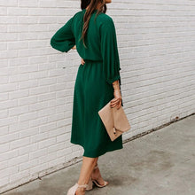 Load image into Gallery viewer, Women's Crew Neck Dress with Belt