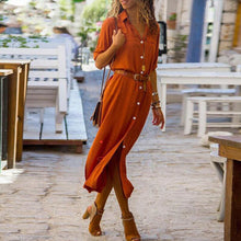 Load image into Gallery viewer, Long Sleeve Solid Color Button Formal Loose Dress