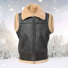 Load image into Gallery viewer, Men Brown Shearling Vest