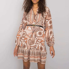 Load image into Gallery viewer, Lantern Long Sleeve Stand Collar Dress