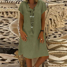 Load image into Gallery viewer, Short Sleeve V Neck Dress