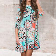 Load image into Gallery viewer, Sunflower Print Crew Neck Fashion Dress