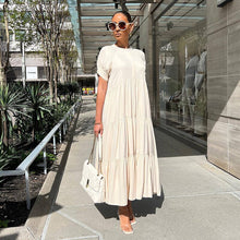 Load image into Gallery viewer, Button Solid Color Ruffled Plus Size Dress