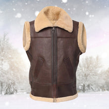 Load image into Gallery viewer, Men Brown Shearling Vest